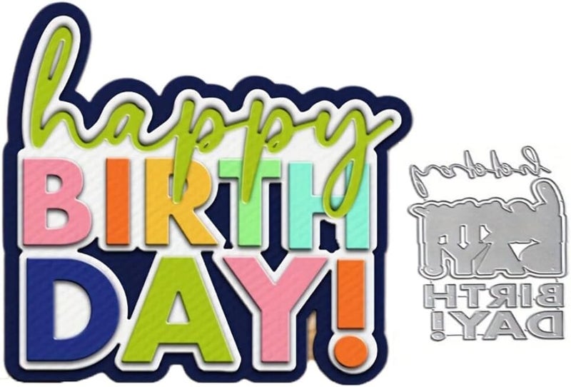 LZBRDY Happy Birthday Wishes Words Embossing Metal Cutting Dies for Card Making and Scrapbooking, Arts Crafts Birthday Craft Die Cuts Stencil - Image 1
